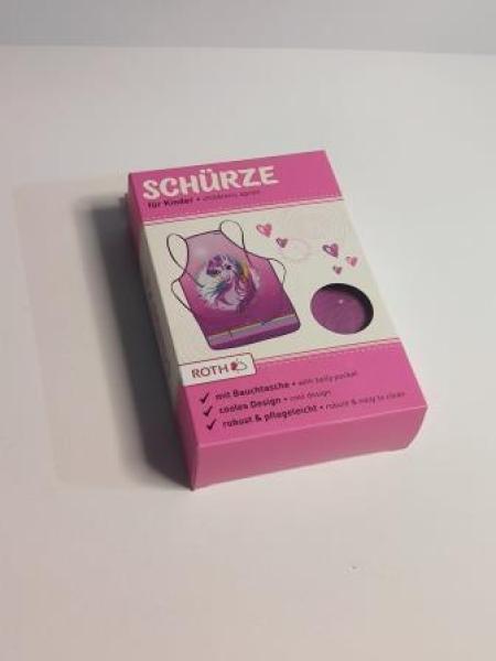 ROTH Schürze Einhornportrait für Kinder von 4-10 Jahren mit Tasche - Matschkittel, Bastelschürze, Malschürze